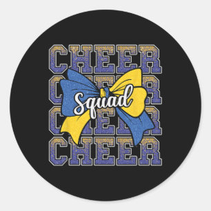 Blaue Gelbe Cheer Squad Lustige Cheerleaderin Chee Runder Aufkleber