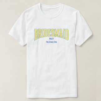 Blaue + Gelbe Faux-Glitter-BRAUTJUNGFER-Junggesell T-Shirt