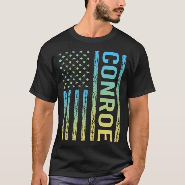 Blaue gelbe Flagge - Conroe T-Shirt (Vorderseite)