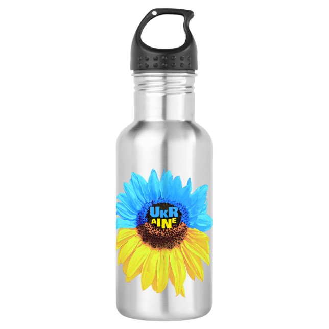 Blaue gelbe Flagge der Ukraine Edelstahlflasche (Vorderseite)