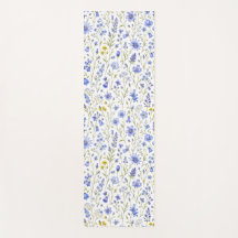 Blaue Gelbe Grüne Aquarell-Wildblumen-Muster