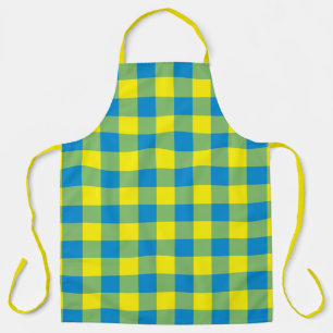 Blaue Gelbe Grüne Karierte Gingham-Muster Schürze