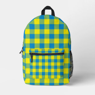 Blaue Gelbe Grüne Karierte Karomuster-Rucksack Bedruckter Rucksack
