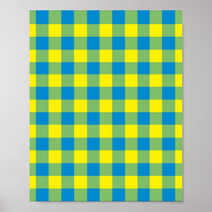 Blaue Gelbe Grüne Karo Karomuster Poster