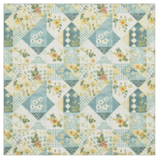 Blaue gelbe grüne Patchworkdecke im Vintage-Stil Stoff