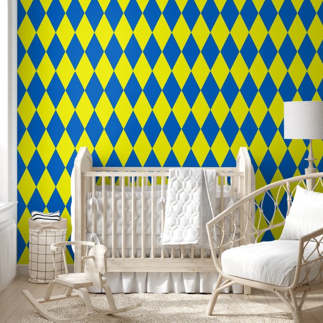 Blaue Gelbe Harlekin Karo-Design  Tapete (Von Creator hochgeladen)