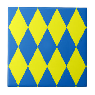 Blaue Gelbe Harlekin Karomuster Design Fliese