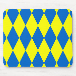 Blaue Gelbe Harlekin Karomuster Design  Mousepad