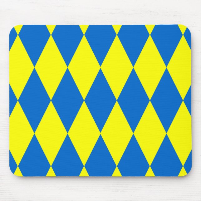 Blaue Gelbe Harlekin Karomuster Design  Mousepad (Vorne)