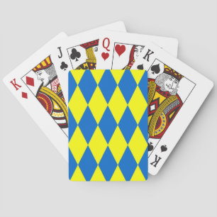 Blaue Gelbe Harlekin Karomuster Design Spielkarten