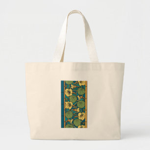 Blaue Gelbe Kapuzinerkresse-Blume Nouveau-Muster Jumbo Stoffbeutel