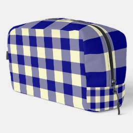 Blaue Gelbe Karo-Muster-Kosmetiktasche Waschbeutel
