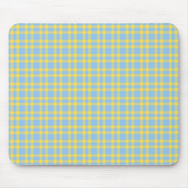 Blaue Gelbe Karo-Muster Mousepad (Vorne)