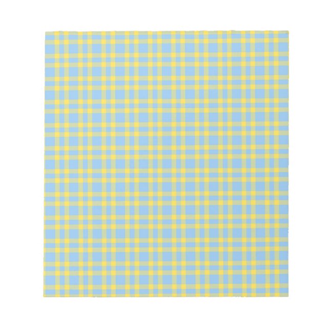 Blaue Gelbe Karo-Muster Notizblock (Vorderseite)