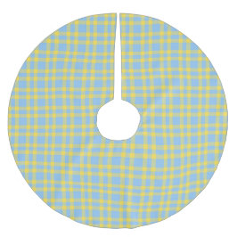 Blaue Gelbe Karo-Muster Polyester Weihnachtsbaumdecke
