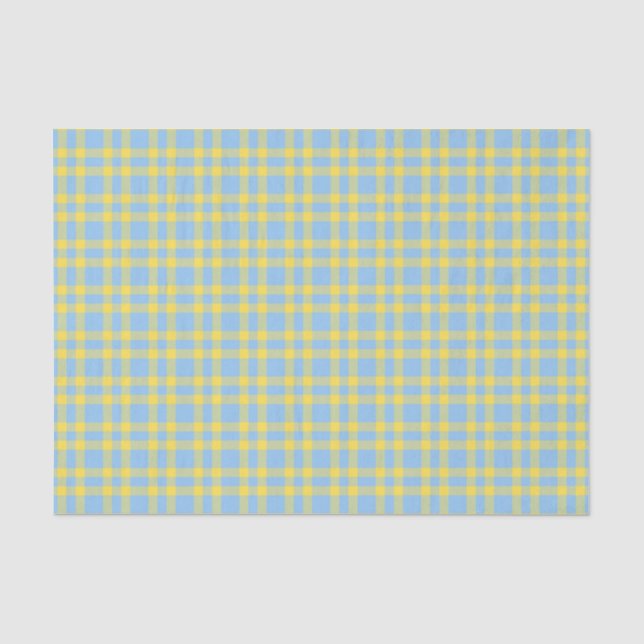 Blaue Gelbe Karo-Muster Seidenpapier (Vorderseite)