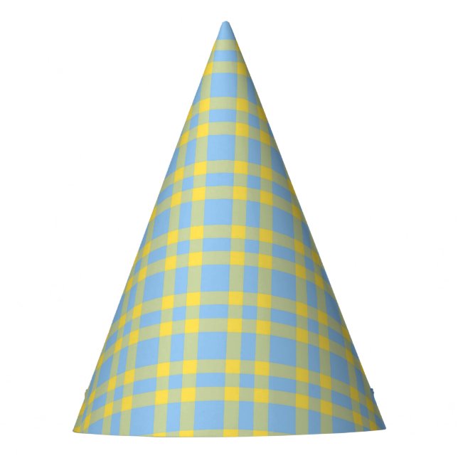 Blaue Gelbe Karomuster Partyhütchen (Vorderseite)