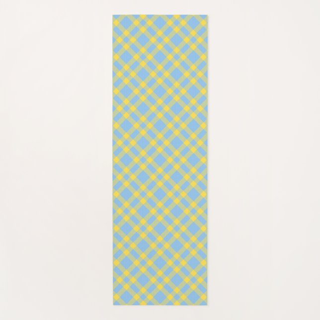 Blaue Gelbe Karomuster Yogamatte (Vorderseite)