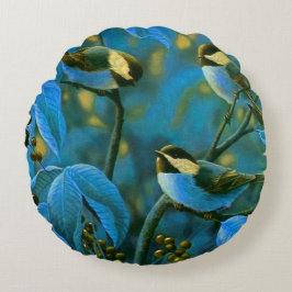 Blaue Gelbe Kleine Rundes Kissen
