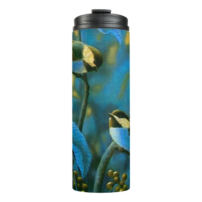Blaue Gelbe Kleine Thermosbecher (Vorderseite)