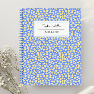 Blaue gelbe Koketten-Blumen-Personalisierte-Spiral Notizbuch