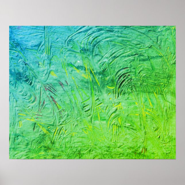 Blaue Gelbe Moderne Abstrakte Kunst Poster (Vorne)