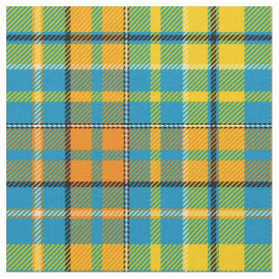 Blaue Gelbe Orange Karierte Tartan-Design Stoff