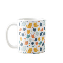 Blaue Gelbe Orange Kawaii Katzenmuster Katzenliebh
