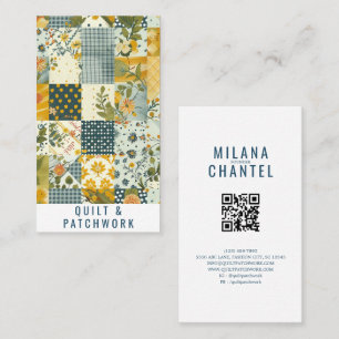 Blaue Gelbe Patchwork-Quilt-Handmade-Kleidung Visitenkarte