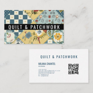 Blaue Gelbe Quilt-Patchwork-Handmade-Kleidung Visitenkarte