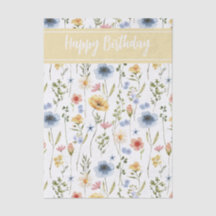Blaue Gelbe Rosa Aquarell Wildblumen Name