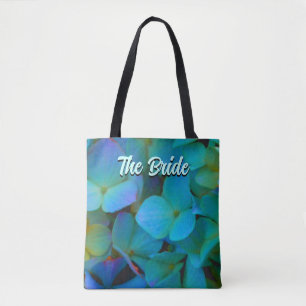 Blaue gelbe rosa Hortensien Blumen die Braut Tasche