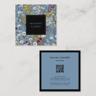 Blaue Gelbe Rote Daisy Moderne Trendige Blume Flor Quadratische Visitenkarte