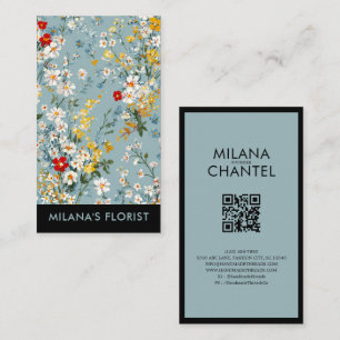 Blaue Gelbe Rote Daisy Moderne Trendige Blume Flor Visitenkarte