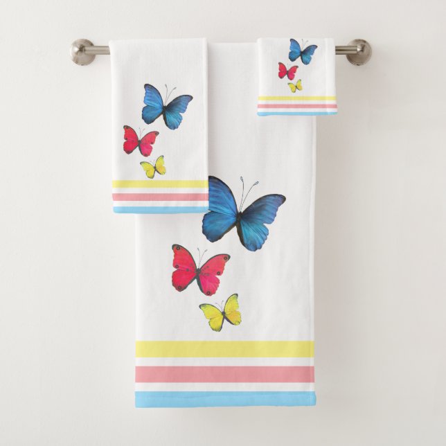 Blaue Gelbe Schmetterlinge Badhandtuch Set (Insitu)