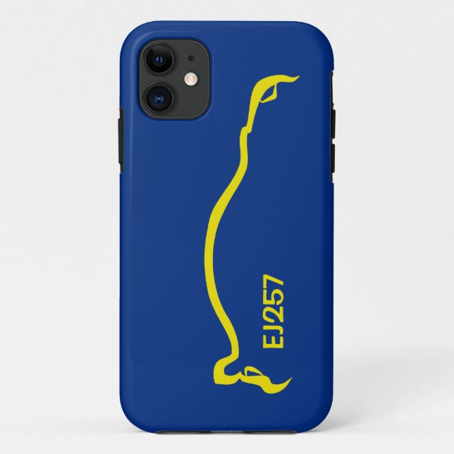 Blaue/gelbe Silhouette WTI "EJ257" Case-Mate iPhone Hülle (Rückseite)
