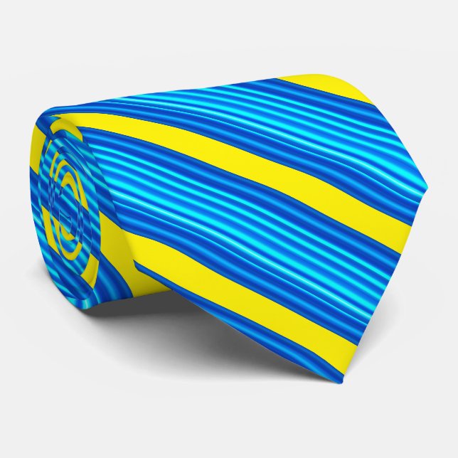 Blaue gelbe Streifen Krawatte (Gerollt)