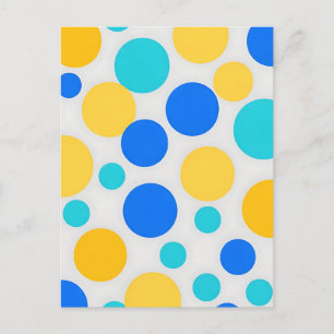 Blaue Gelbe Türkise Tupfen Postkarte