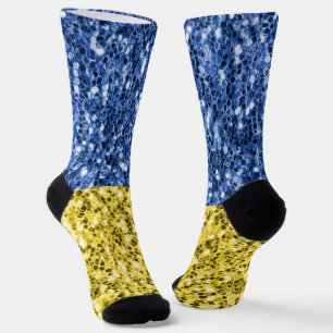 Blaue gelbe Ukraine-Flagge Glitter falsche Funken Socken