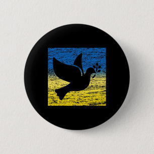 Blaue Gelbe Ukraine-Flagge Taube Ukrainischer Frie Button