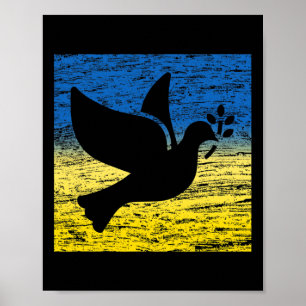 Blaue Gelbe Ukraine-Flagge Taube Ukrainischer Frie Poster