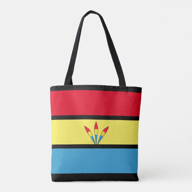 Blaue, gelbe und rote Streifen Tasche (Rückseite)