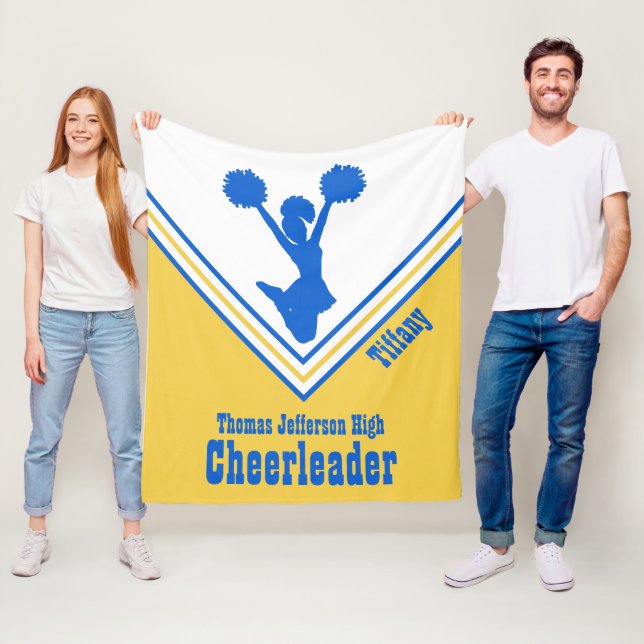 Blaue gelbe und weiße Cheerleader-Fleece-Decke Fleecedecke (Beispiel)