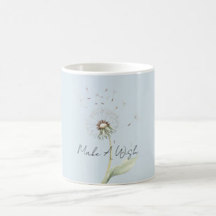 Blaue Gelbe Weiße Löwenzahn-Blumenwunsch Kaffeetasse