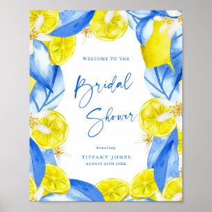 Blaue gelbe Zitronen Junggesellinnenabschied Willk Poster