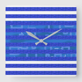 Blaue Geometrie Quadratische Wanduhr