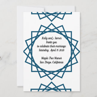 Blaue geometrische Designhochzeit Einladung