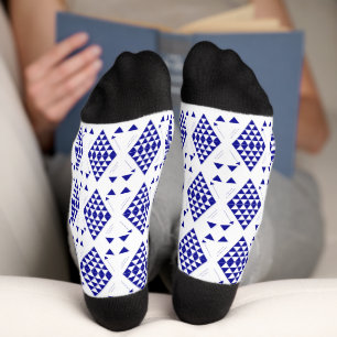 Blaue geometrische Dreiecke Socken