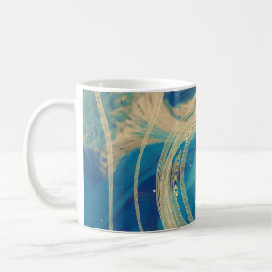 Blaue geometrische farbenfrohe abstrakte Wellen    Kaffeetasse