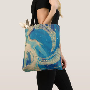 Blaue geometrische farbenfrohe abstrakte Wellen Tasche